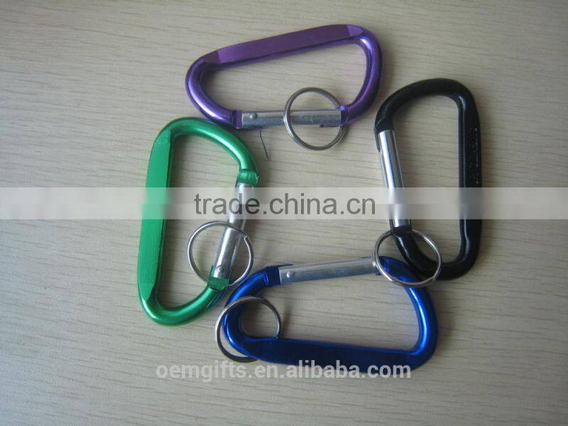 Large D Shaped Aluminum Carabiner With Keyring