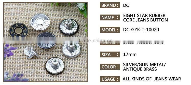 Eight Star Plastic Insert Copper Button Shank Button for Jean Button