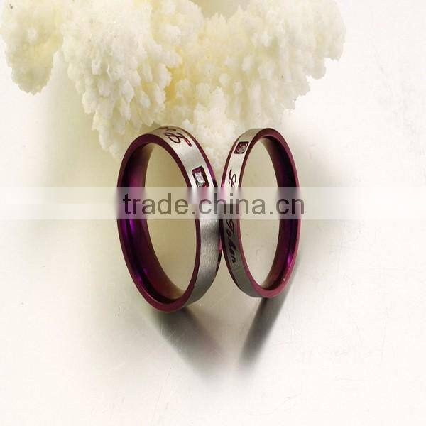 Factory Wholesale supply jewelry Personality design Purple classic Titanium Rhinestone Couple ring