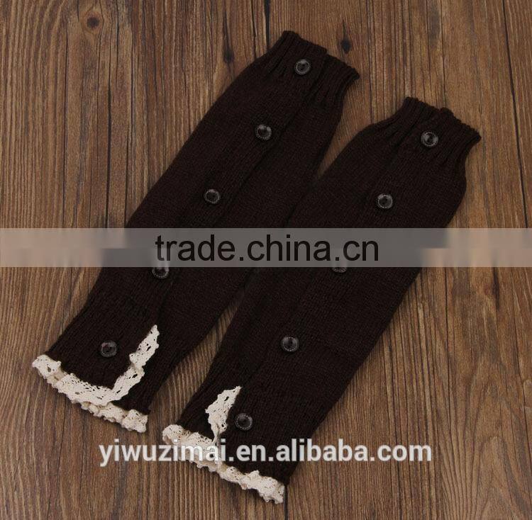 Beautiful Children Solid Color Knit Leg Warmers Infant Toddler Winter Lace Buttons Leg Warmer