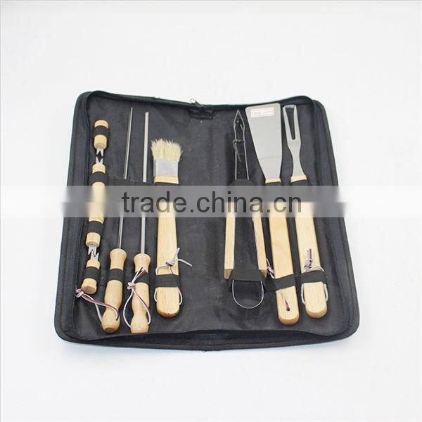 Different types of grill tools with bbq skewer