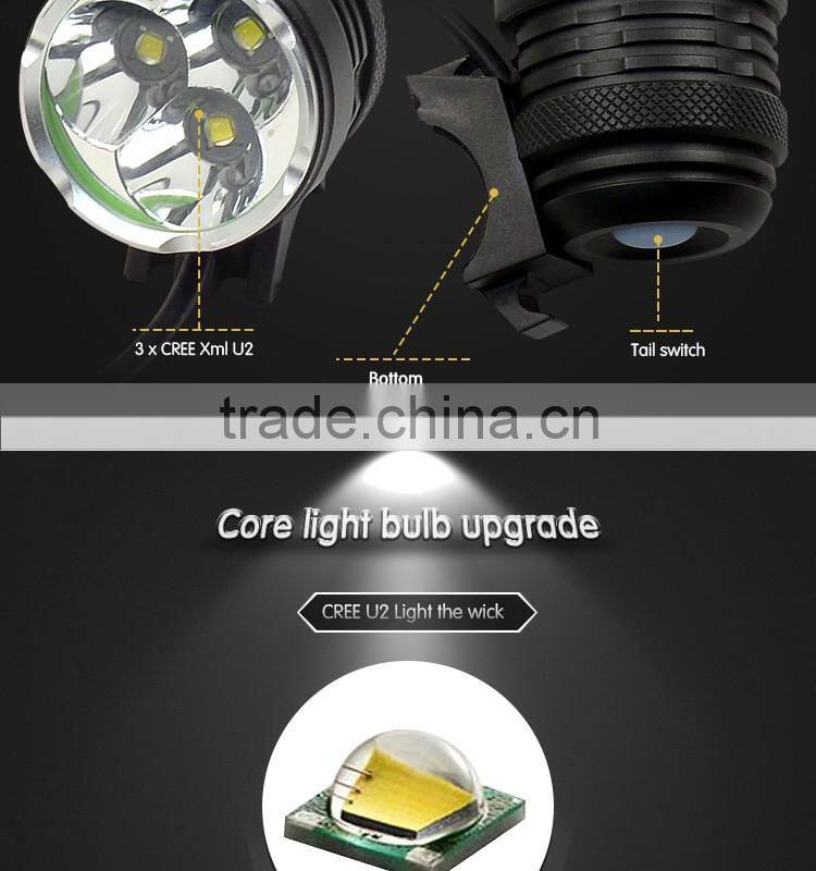 save 20% Strong Brightness 3000 LUMEN 3 XML U2 led chargeable headlamp bike light