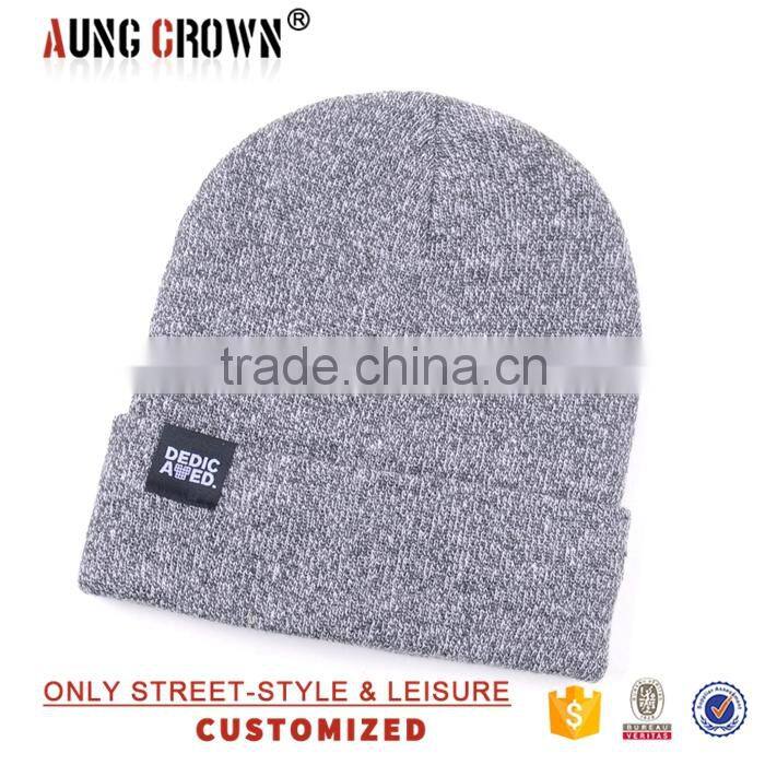 Women Men Gray Fitted Beanie Cap Hat