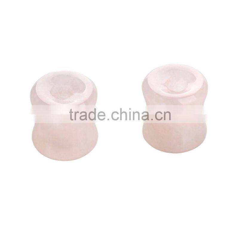 5 Pairs Rose Quartz Hollow Saddle Plug Flesh Tunnel Earlet - Available in Low & Giant Gauges.