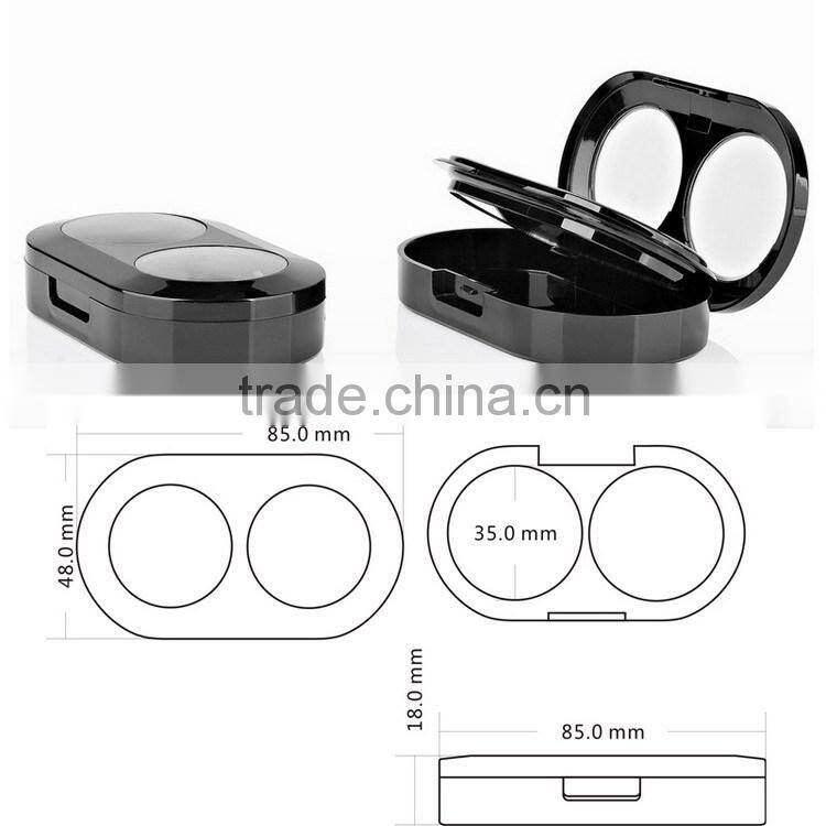 Black two layer empty plastic eyeshadow palette packaging