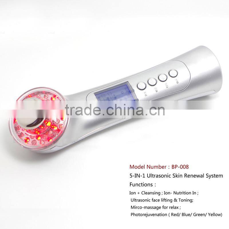 Multi Functional Beauty Equipment 5 in 1 facial ultrasonic cleaner sonic facial brush ultrasonic cleaner