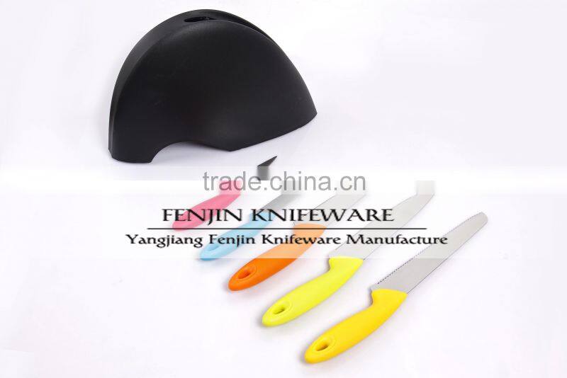 5-pcs PP Handle Color Knife Set with PP Knife Block