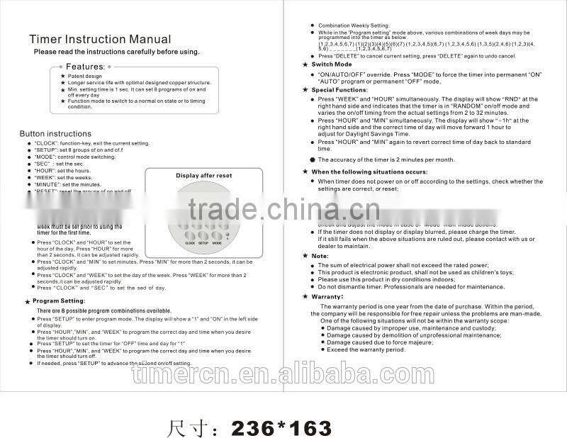 USA weekly program digital timer