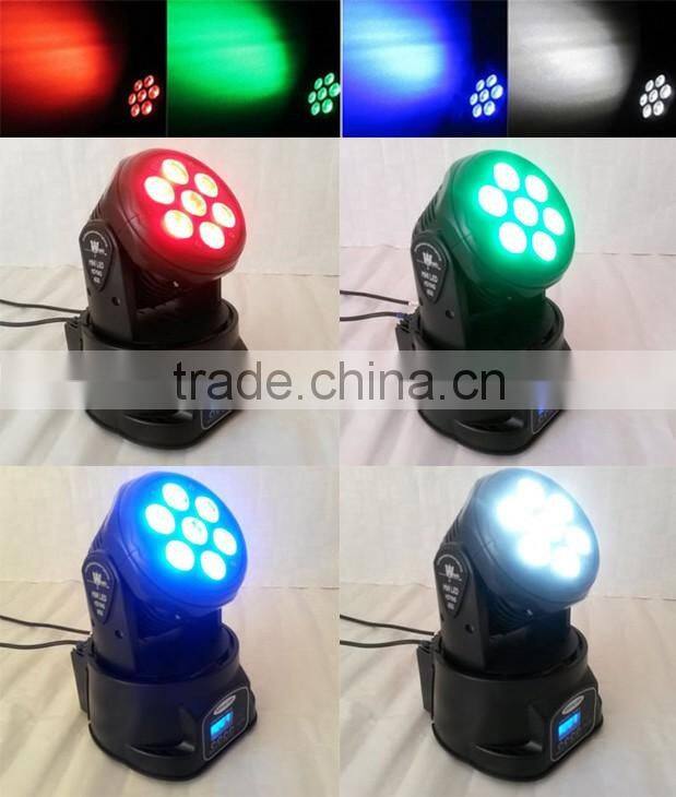 Best selling stage lighting rgbw 4in1 7pcs 10W led moving head wash light