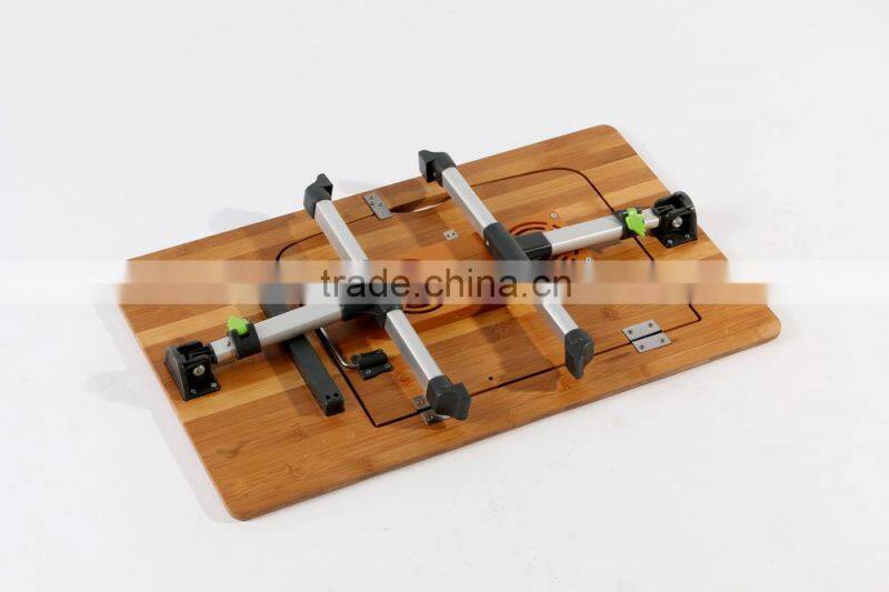 portable bamboo laptop desk with aluminium legs and usb fan
