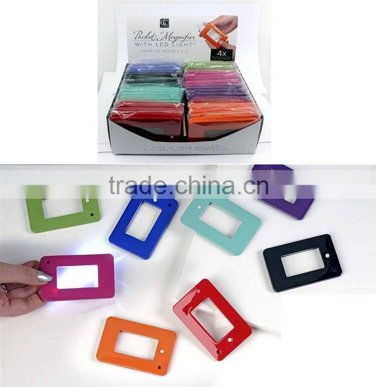 2016 Pocket reading card led lighted magnifying glasses,Credit Card Magnifier