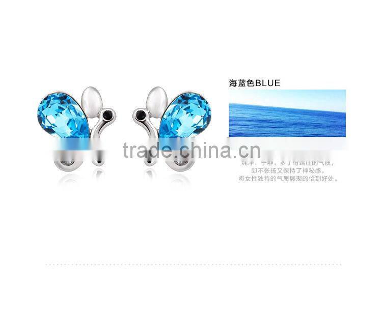 OUXI New arrival women's fashionable purple butterfly earrings 20733