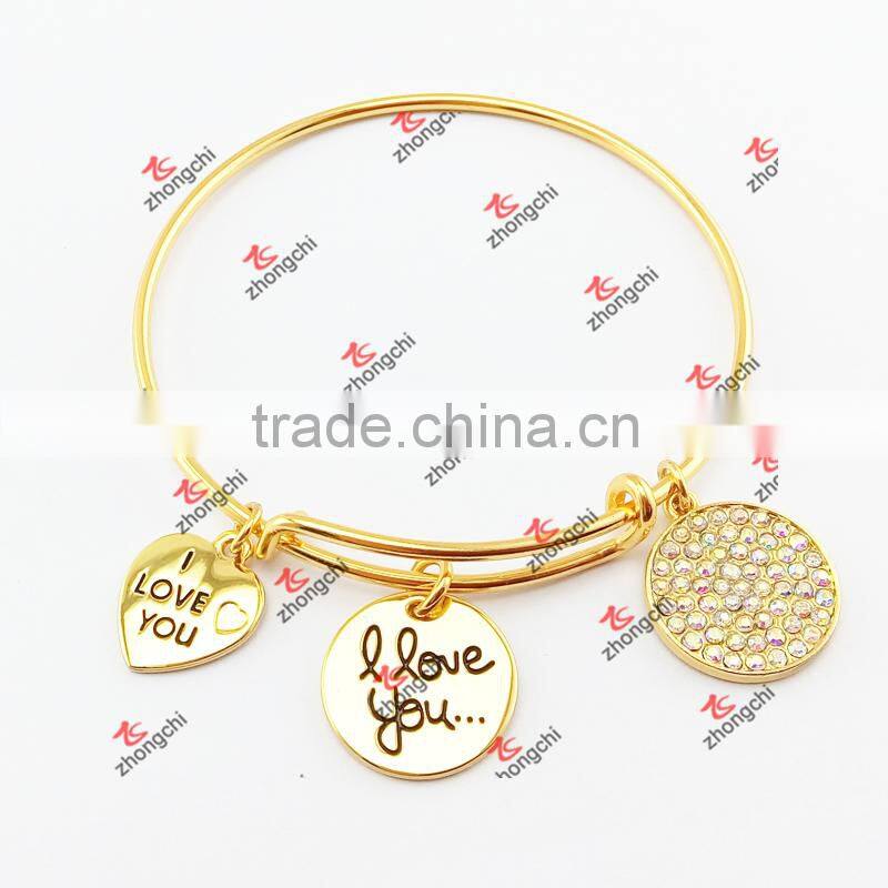Gold Charms Brass Bracelet Bangles Jewelry