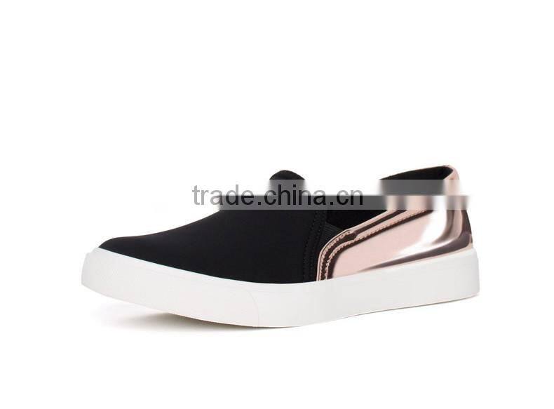 gold pu back counter rubber sole slip on women sneakers cheap casual canvas shoes 2016, shoes women ladies