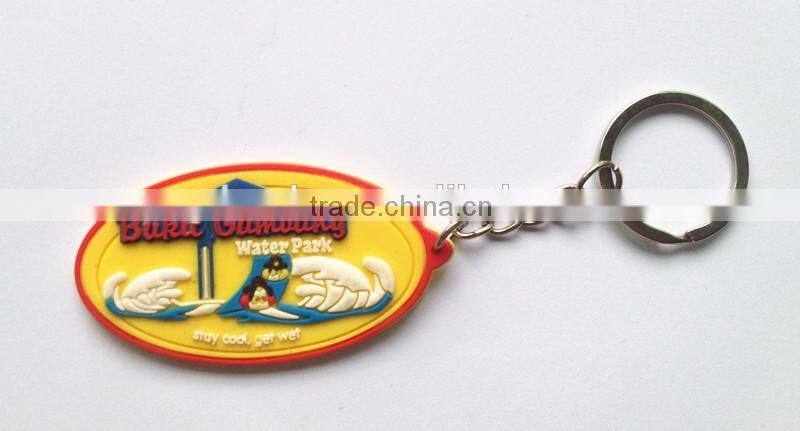 Wholesale Oval Shaped Custome Printing Soft Rubber PVC Metal Key chain