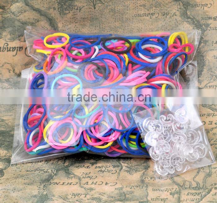 Newest colorful 300pcs or 600pcs per bag rubber bands/loom bands refill (B17)