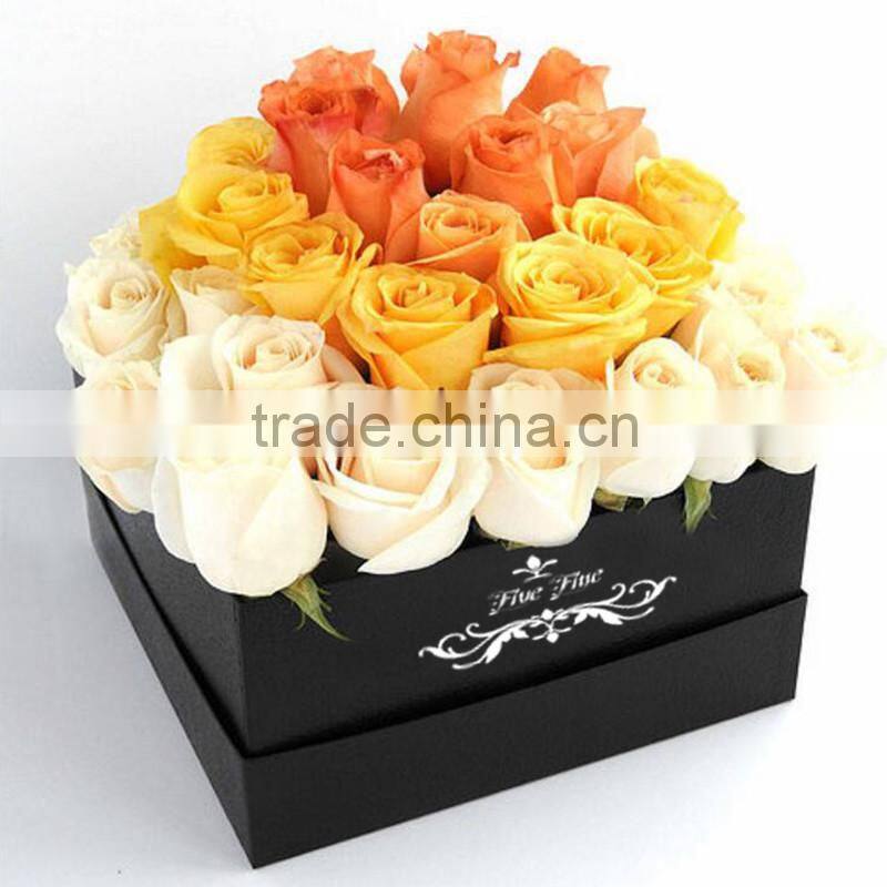 Luxury handmade Black Cardboard Paper Flower Gift Box Packing Factory in China