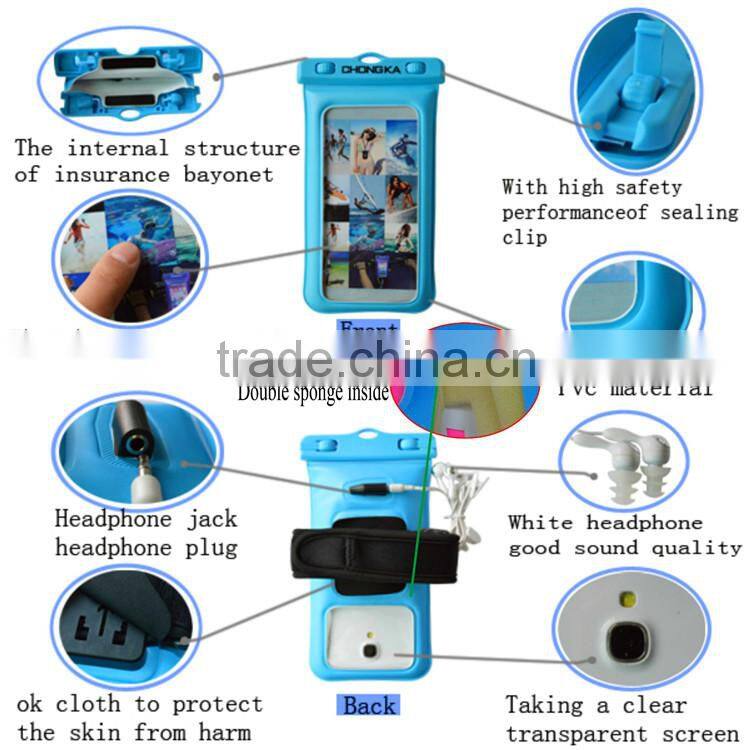 100% Waterproof Pouch Dry Bag Armband Case for Samsung Galaxy Note 4 3 +Bicycle Mount+Earphone