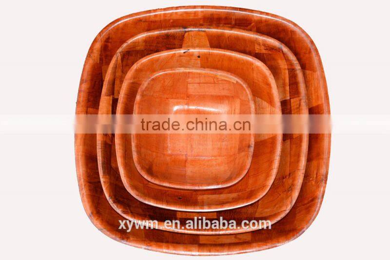 Cheap Square Shaped Party Need Basic Red Woven Salad Nut Wooden Bowl Set