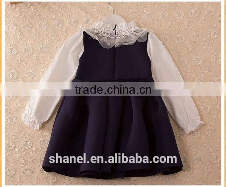 hot sale girls cotton lace collar dress 2015 new ruffle princess dress