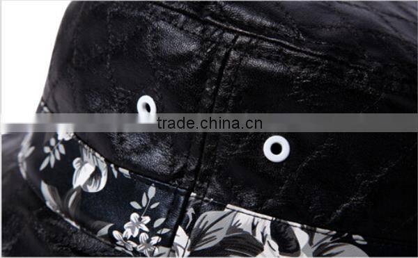 2014 qulited leather embroidery bucket boonie custom hat wholesale