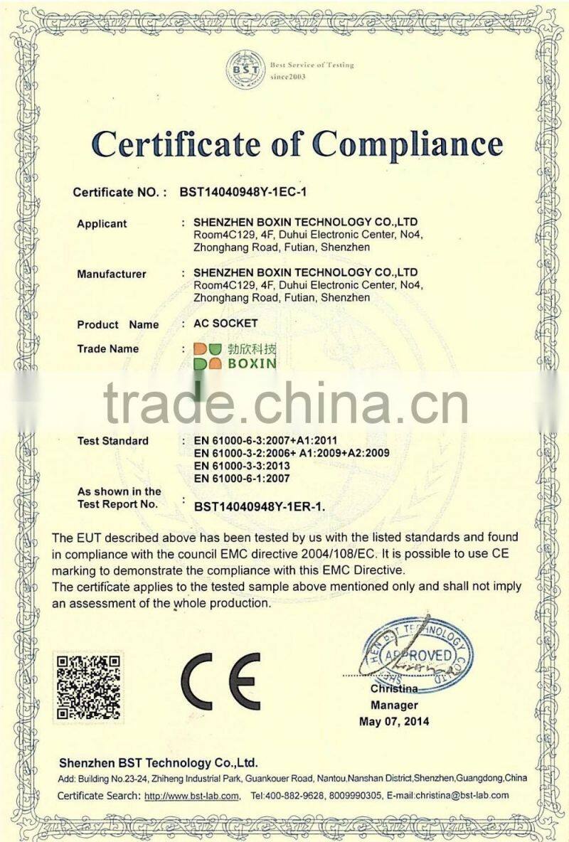 Snap in type copper socket 110v ac power socket