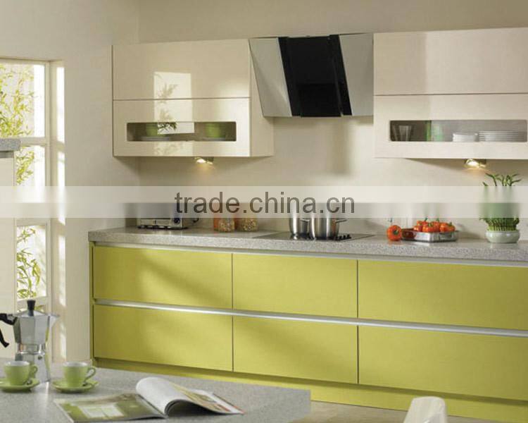 High gloss kitchen cabient,green lacquer kitchen cabinets