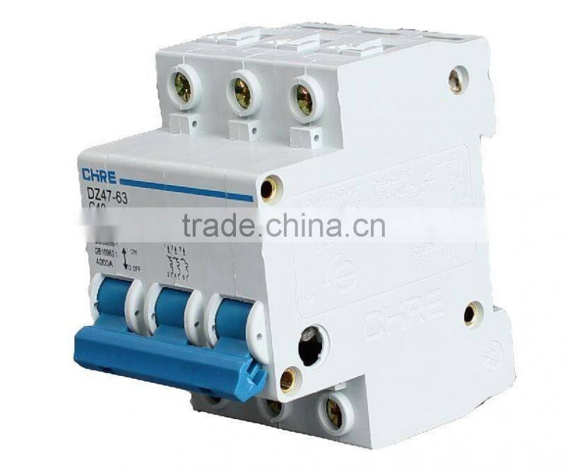 3P MCB mini cuicuit breaker with high quality and best price DZ47-63 CHRE China factory