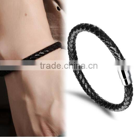 Fashion Jewelry Men Braided Leather Bracelet With Buckle