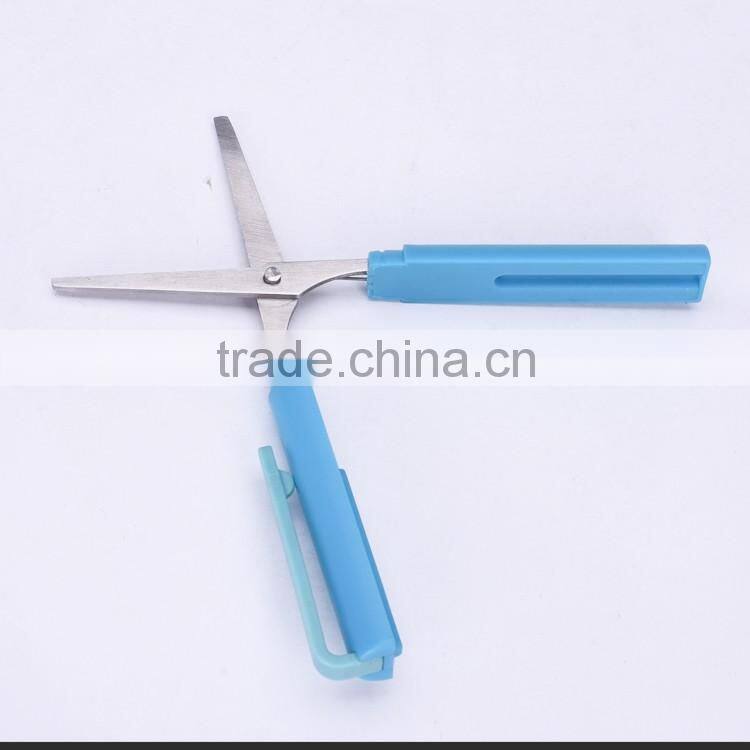 S16001 -2016 New style and design 4.5" plastic handle stationery scissors with saft cover