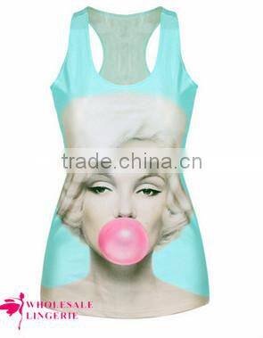 Wholesale Pinky Ladies With Corsets Printed Black stringer tank top for women