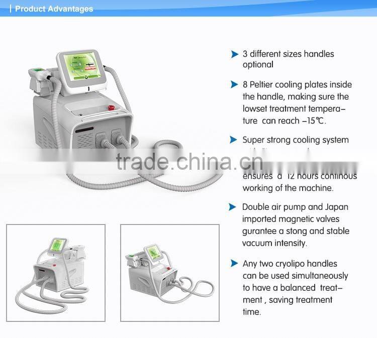 2 Handles work together!!!!! fat freezing slimming portable cryolipolysis machine