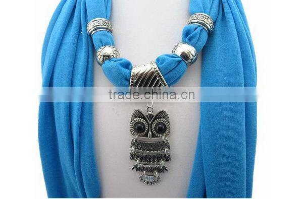 2014 Newest Fashion Ladies Owl Diamante Pendant Jewellery Necklace Neck Scarf Wrap