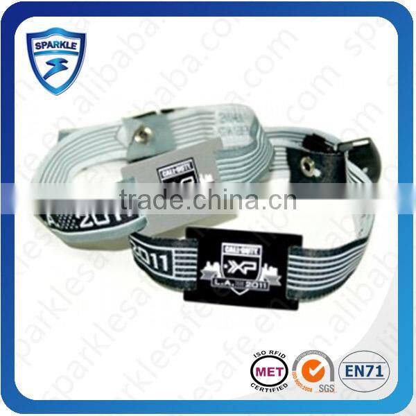 Hot sell rfid fabric wristband with plastic fastener