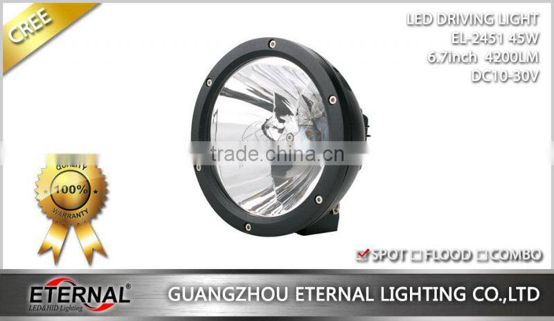 45W 6.7" Vision Cannon Jeep SUV offroad black red chrome narrow LED spot driving Light