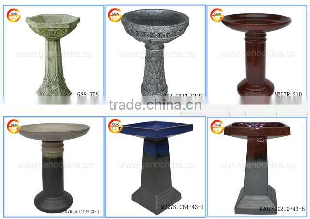 Natural wooden color Fiberglass Garden Bird Bath for Garden Decor