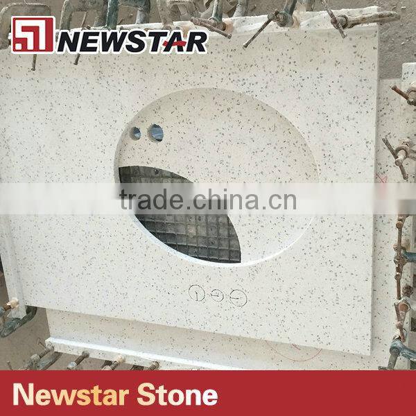 Newstar China Solid surface quartz prefab double sink vanity top
