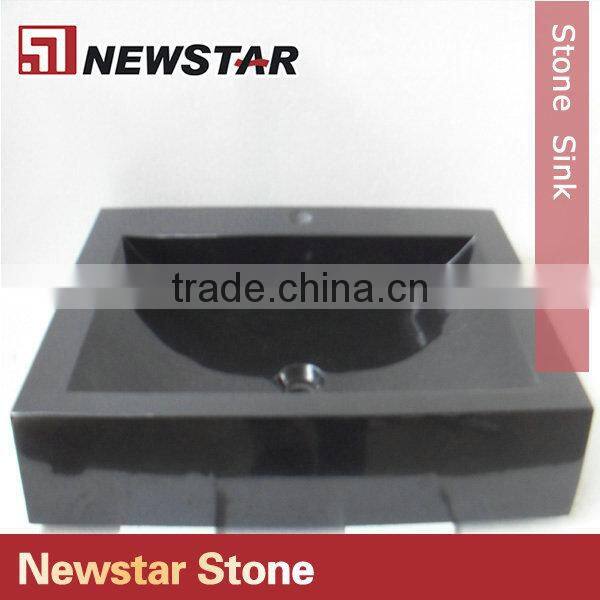 Newstar polished black stone sink for outdoor