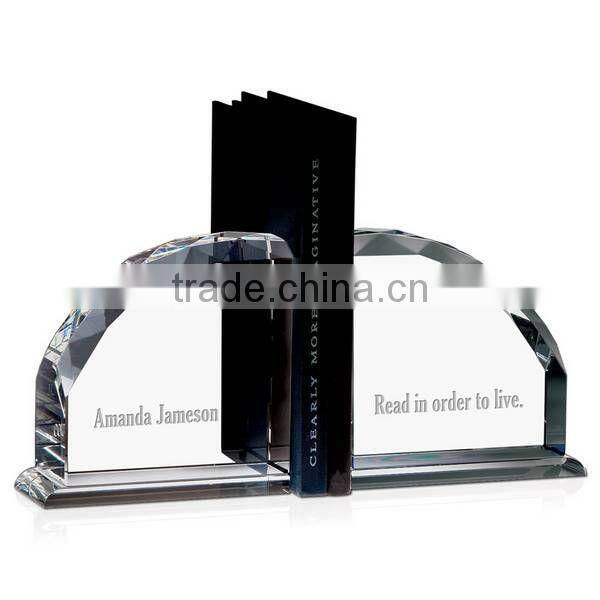 desk decoration engraved crystal bookends