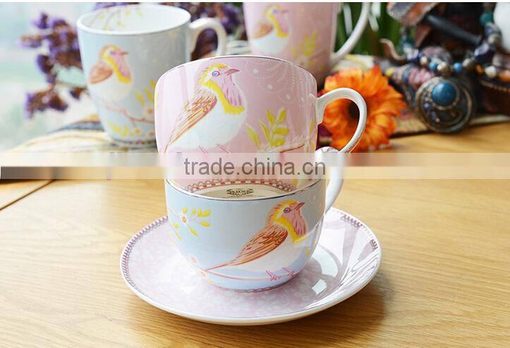 Lovely Robin Bird Porcelain Coffee Cup And Suacer