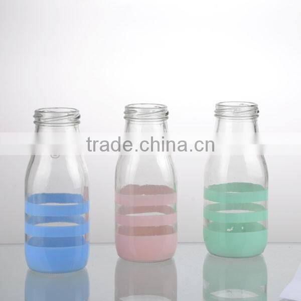 257ml newest paper transter old fashion milk bottle glass or vase glass