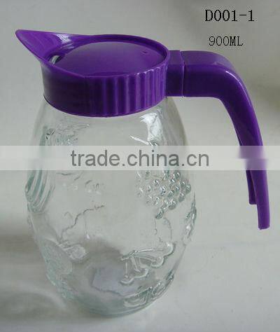 900ml glass water juice liquid jug with handle