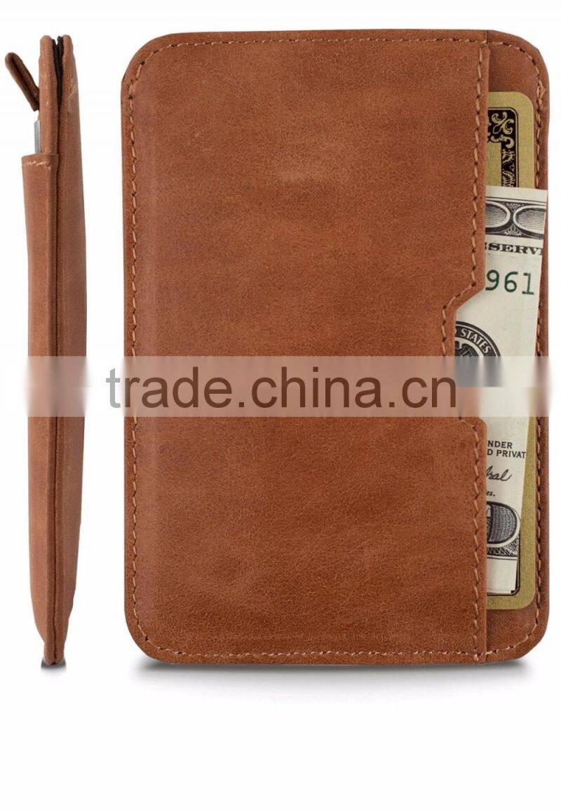 Italian Leather Ultra Thin Card Holder Slim Card Sleeve Wallet with RFID Protection