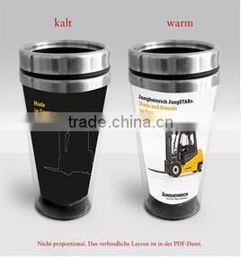 double wall color changing stainless steel 500 ml mug