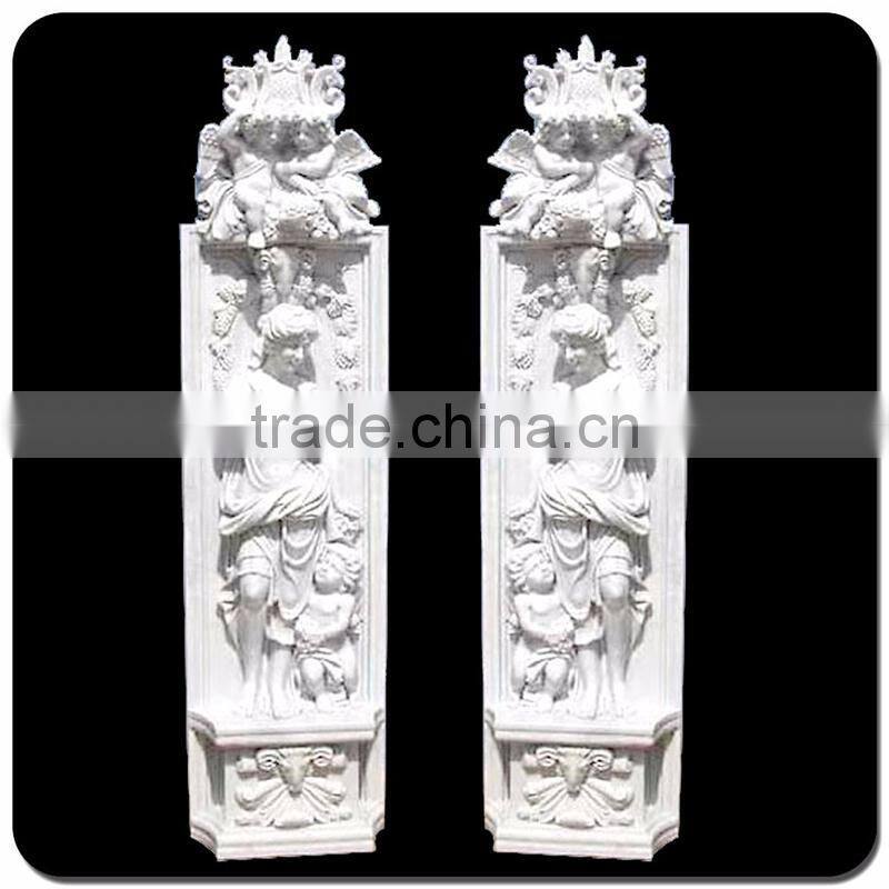Mother and children statue pillars figurative building marble pillar