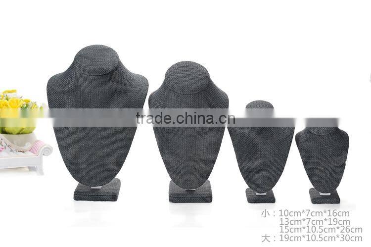 2015 hotsell high quality linen covered fashion jewelry display neck stands