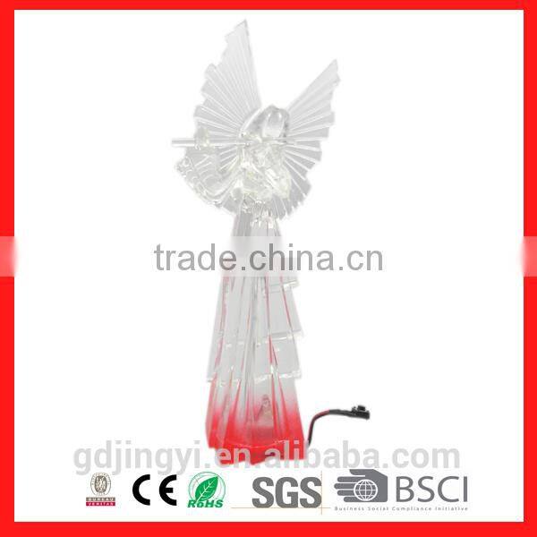 acrylic Christmas angels figurines hold a heart with LED light