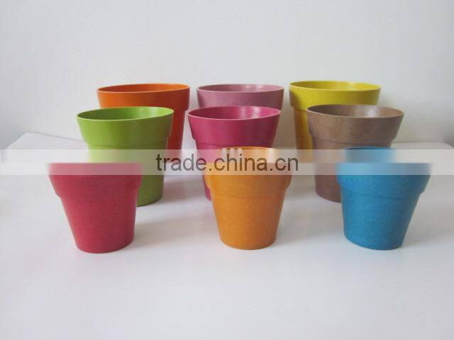 Family beautiful plastic flower pot/ garden pot bamboo fiber flowerpot