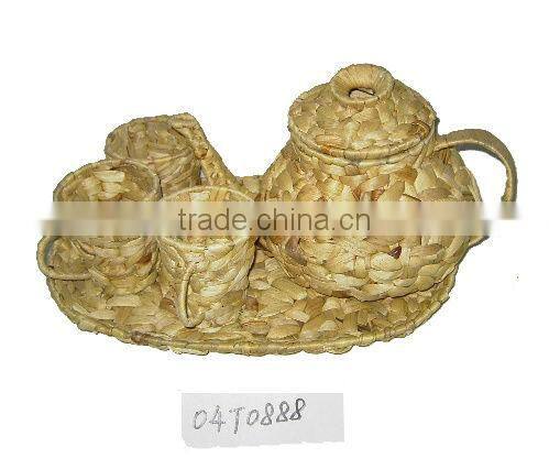 water hyacinth round tea set flower planter/pot/holder