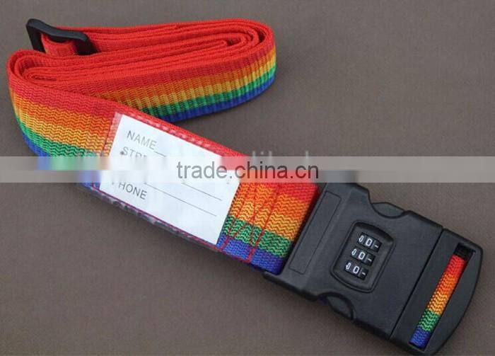 custom logo high quality luggage strap with lock